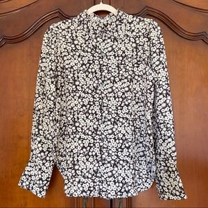 Alex Mill Retro Puff Shoulder Brown & Ivory Floral Button-down Shirt